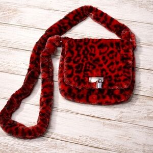 Leopard Print Red Crossbody Bag